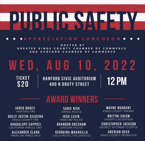 Kings County, Hanford Chamber to host Public Safety luncheon